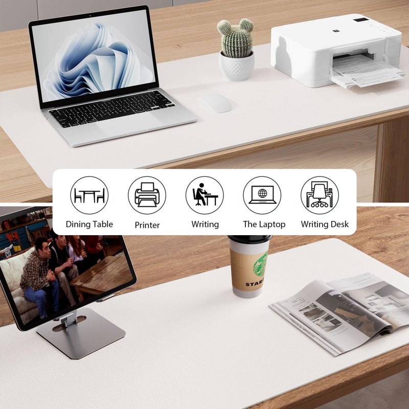 Aothia Leather Desk Pad Protector, Mouse Pad, Office Desk Mat, Non-Slip PU Leather Desk Blotter, Laptop Desk Pad, Waterproof Desk Writing Pad for Office and Home (Off-White,31.5" x 15.7") - Image 5